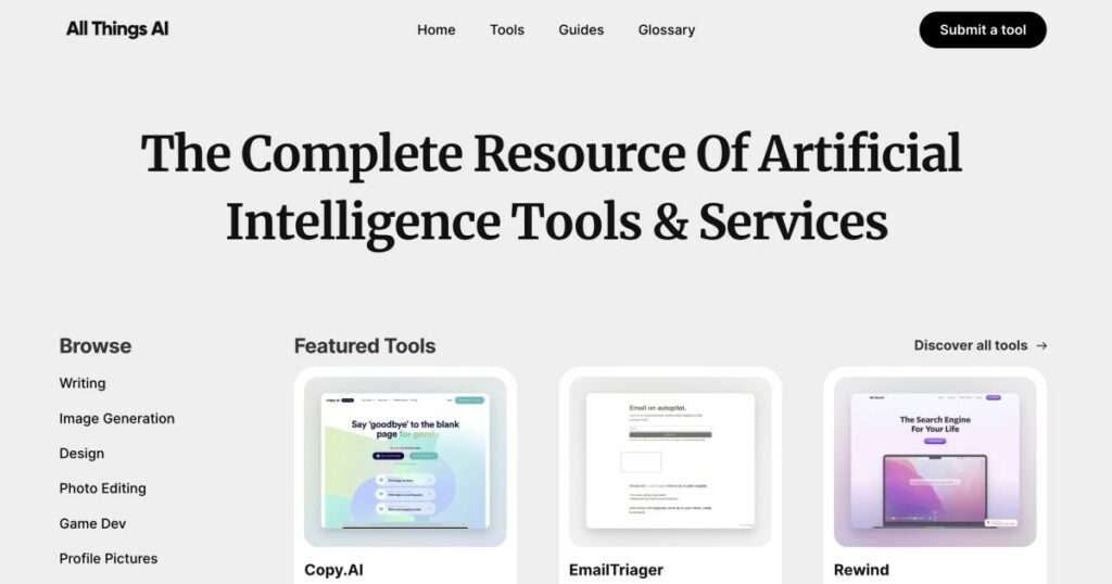 All Things AI : The Complete Resource Of Artificial Intelligence Tools & Services
