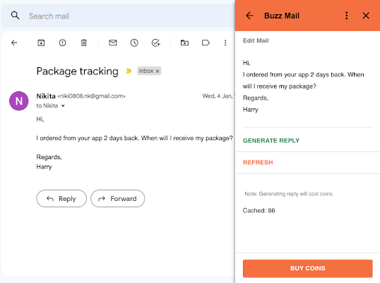 Buzz Mail : Instantly write professional reply to your emails using AI.