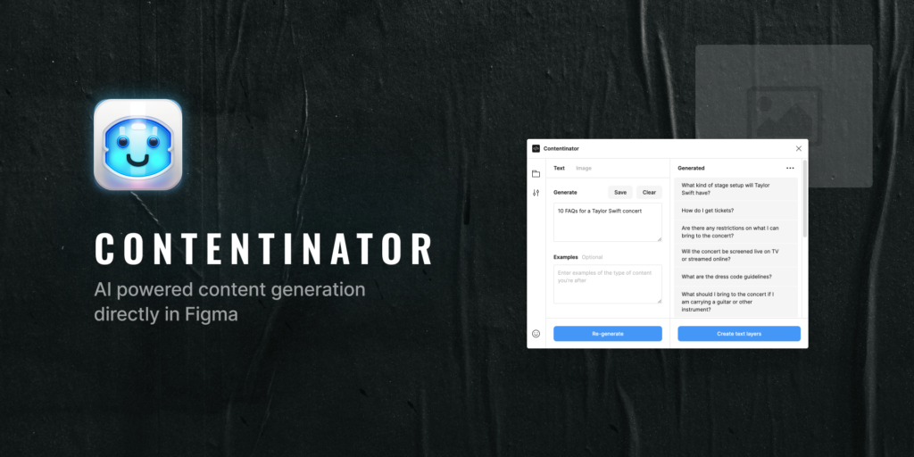 Contentinator : AI powered content generation directly in Figma