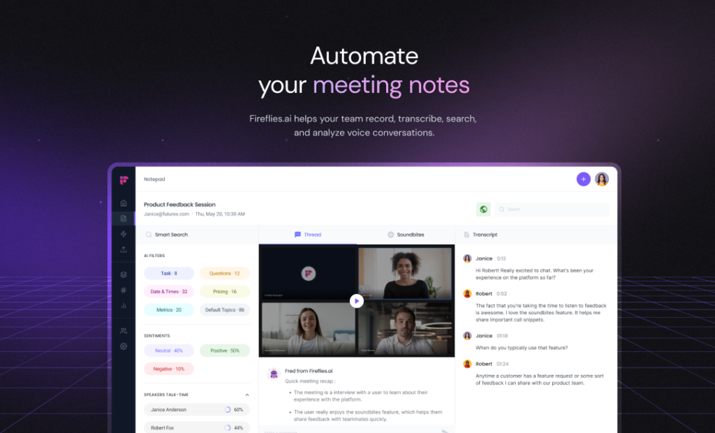 Fireflies AI : Automate your meeting notes