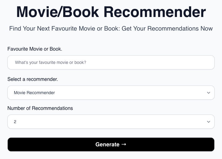 Movie & Book Recommender : Find Your Next Favourite Movie or Book: Get Your Recommendations Now