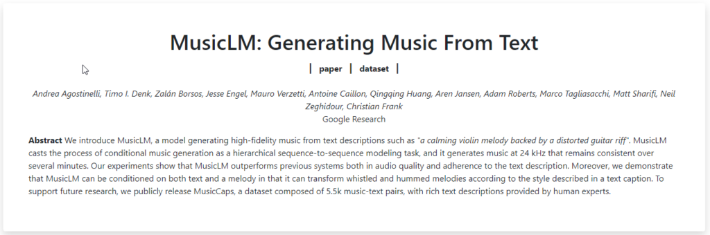 MusicLM : Generating Music From Text