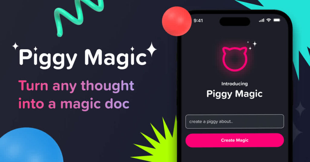 Piggy Magic : Enter a short text nd we'll generate a beautiful mobile creation for you