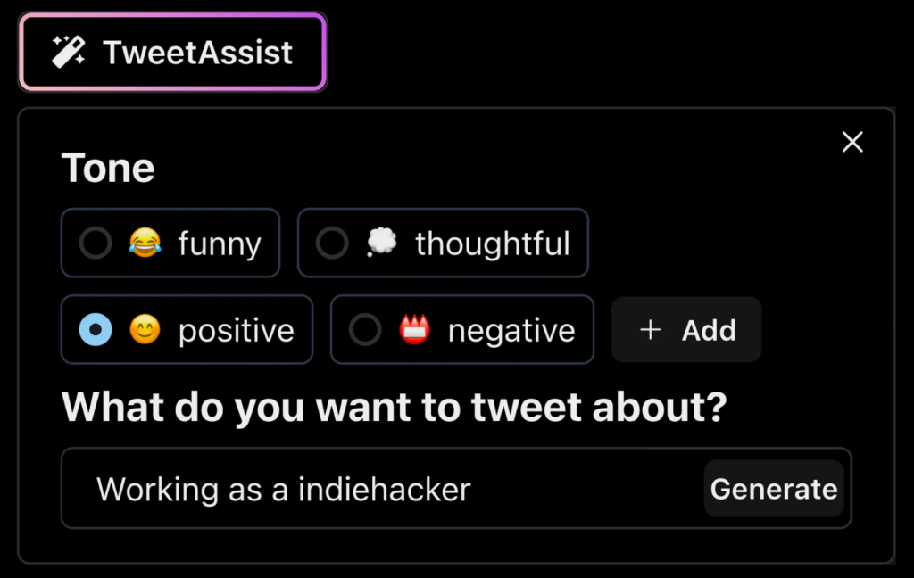 Tweet Assist App : Effortless tweeting with AI assistance