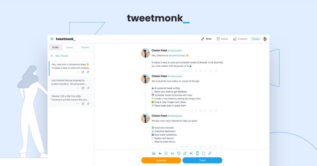 Tweetmonk : Tweet scheduler that helps you grow
