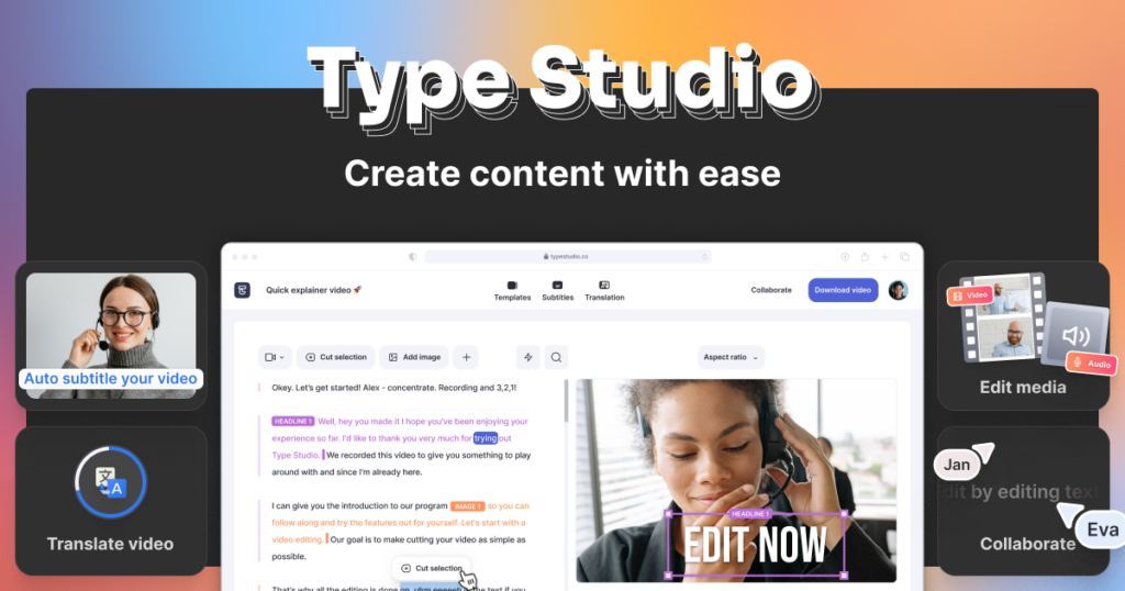 Type Studio : Edit once