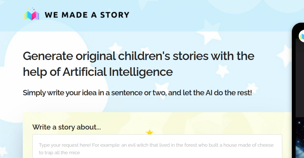 We Made a Story : Generate children's stories with the help of Artificial Intelligence