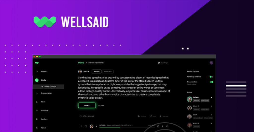 WellSaid Labs : Create voiceovers from text in real time